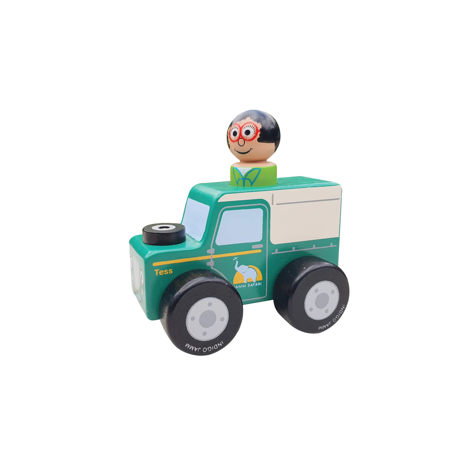 Indigo Jamm Mini Chunky Wooden vehicle toys for Ages 18 Months + (Mini Tess & Faye)