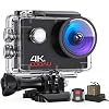 COOAU Action Cam Nativo 4K 60fps 20MP Touch Screen Wi-Fi videocamera con doppio Schermo LCD EIS Anti-Shake, Custodia fotocamera subacquea Impermeabile 40m con Microfono Esterno, 2x1350mAh Batterie (Black2)