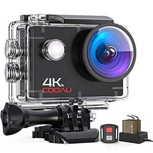 COOAU Action Cam Nativo 4K 60fps 20MP Touch Screen Wi-Fi videocamera con doppio Schermo LCD EIS Anti-Shake, Custodia fotocamera subacquea Impermeabile 40m con Microfono Esterno, 2x1350mAh Batterie (Black2)