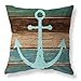 LuckyCow Throw Pillow Covers 18x18 Inch - Cotton Linen Blue Theme Ocean Starfish Wood Grain Beach Game Pillow Covers, Decorative Pillowcase for Home Sofa Bedding Couch Outdoor Cushion Covers.
