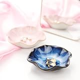 Binoster Leaf Ceramic Jewelry Dish Blue 11cm 4.3in Trinket Tray view 2