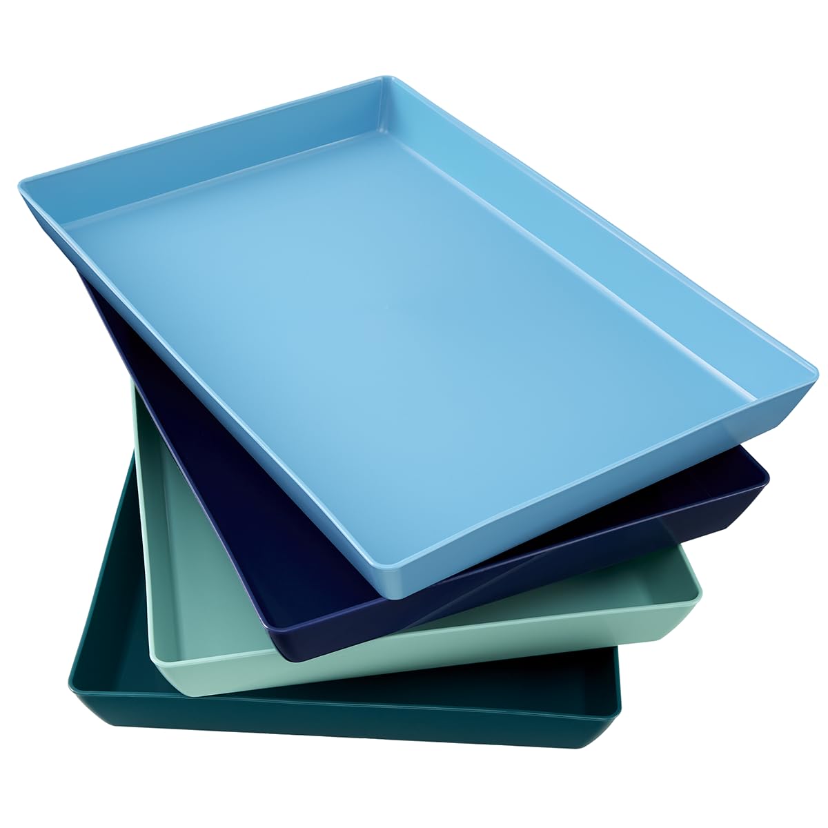 Photo 1 of US Acrylic Coastal Plastic Serving Trays (Set of 4) 15” x 10” | Large Unbreakable Reusable Rectangular Party Platters | Serve Appetizers, Fruit, Veggies, & Desserts | BPA-Free & Made in USA