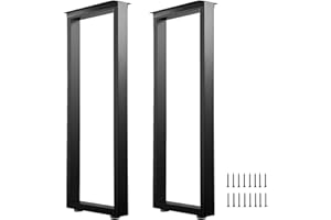 ALLCOS 36 Inch Metal Bar Table Legs, Heavy Duty Dinning Table Leg Desk Legs with Adjustment Feet, Black, Set of 2