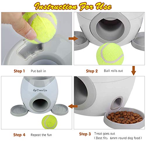 4pawslife Interactive Dog Ball Fetch and Treat Dispenser Treat Toy, Dog