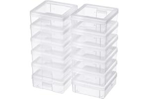 Naivees 12 Pack Storage Containers with Latching Lid 5" x 5"x 1.9" Small Plastic Clear Stackable Boxes for Office and Beauty