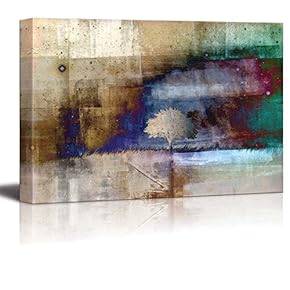 an Abstract View of a Long Tree in a Field - Canvas Art Home Art - 12x18 inches