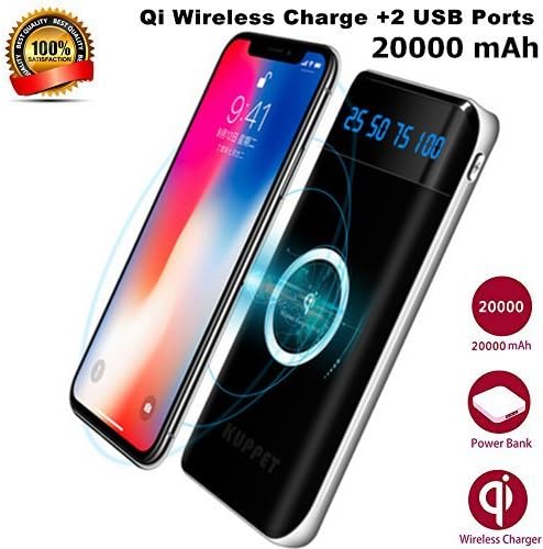 Wireless Charger Power Bank,KAPPET 20000mAh External Battery Charging Pack Portable Charger Battery Pack Portable Charger for iPhone X,iPhone 8,Samsung Galaxy S9/S8/S7,Note 8/9