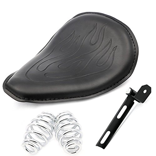 Alpha Rider Motorcycle Solo Seat Retro Flame Leather Slim 3" Spring Mounting Bracket for Cruiser Bobber Chopper Harley Honda Yamaha Suzuki Kawasaki - Thumbnail 6