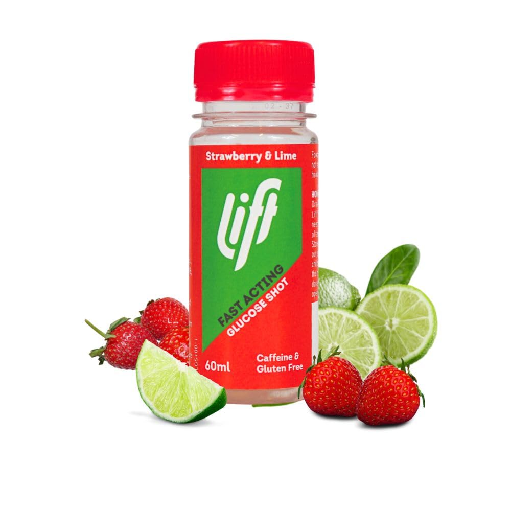 Lift Fast-Acting Glucose Energy Juice Shots, Strawberry & Lime, 12 Pack of 60 ml Bottles