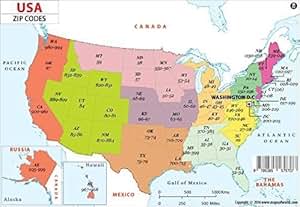 Amazon.com : US Zip Code Map (36" W x 24.8" H) : Office Products