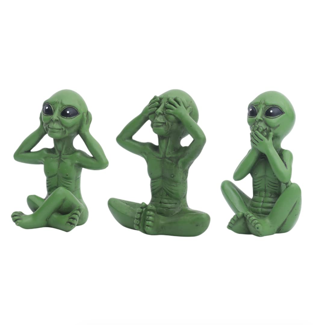 JOPOYOCO Garden Alien Statue, DIY Resin Figurine Garden Ornament for Patio, Lawn, Garden Decor Indoor Outdoor Home Office Decorations Collection (Green)