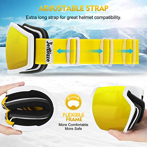 JetBlaze Ski Goggles, OTG Snowboard Goggles (Yellow) - Thumbnail 4
