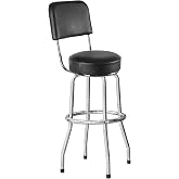 BIG RED Swivel Bar Stool with Backrest | Heavy‑duty bar stool, 300‑lb cap, 14" foam seat, 360&deg; swivel, stable chrome legs, anti‑slip, ergonomic backrest for comfort.