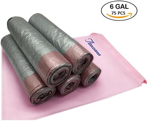 Amaxwon 4-6 Gallon Drawstring Trash Bags, Strong Trash Can liners Multipurpose Garbage Bags, Wastebasket Liners Trash bags for Home Waste Bins, Office, Car, etc. 75 Counts Unscented Plastic Bags.