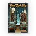 New York, Retro Skyline (12x18 Art Print, Travel Poster Wall Decor)