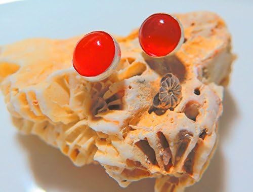 Handmade Designer 925 Sterling Silver Stud Earrings with Carnilian Gemstone