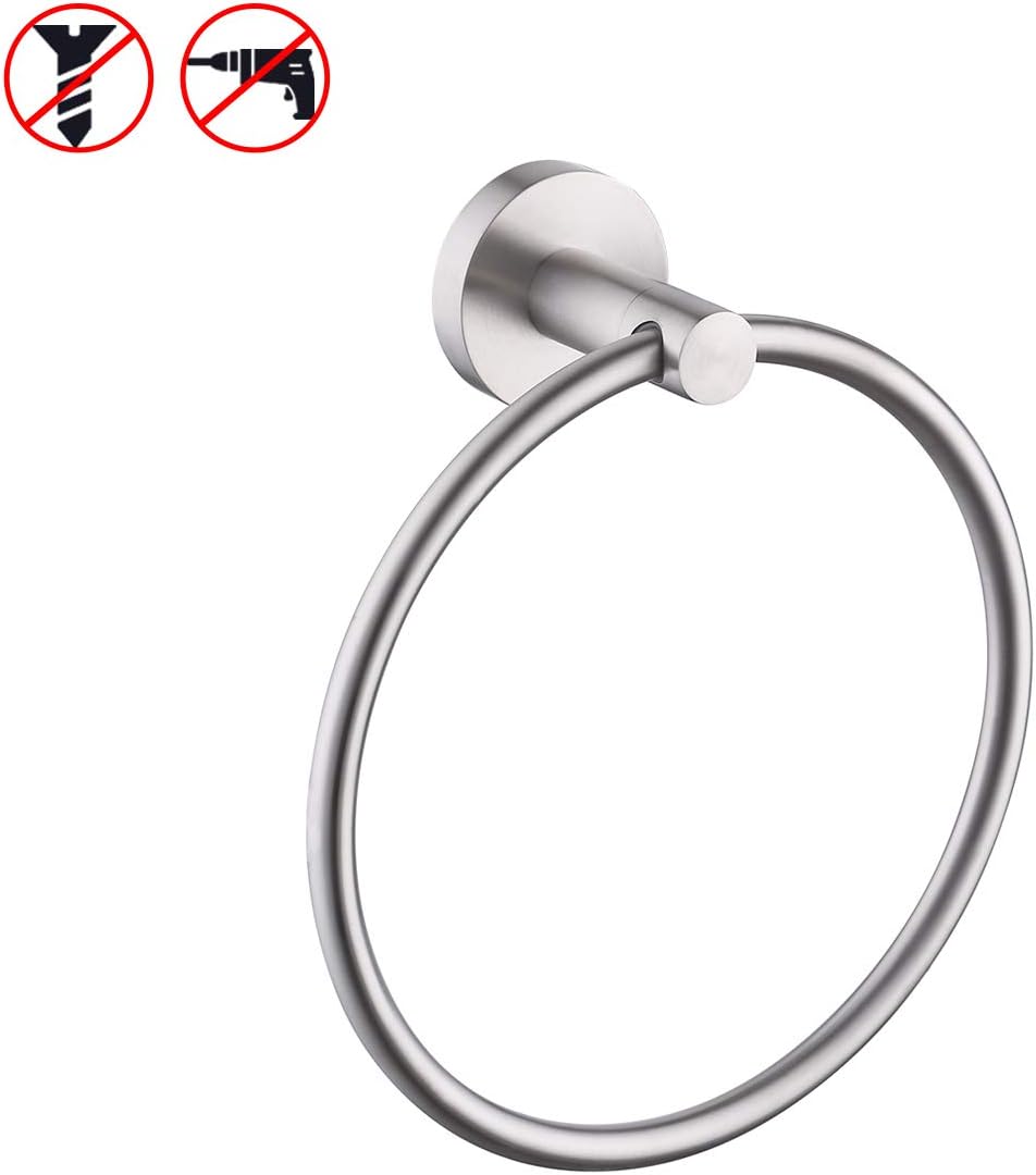 KES Bath Towel Holder Hand Towel Ring Hanging Towel Hanger Bathroom Accessories Contemporary Hotel Round Style Wall Mount SUS 304 Stainless Steel Brushed Finish, A2180DG-2 - - 