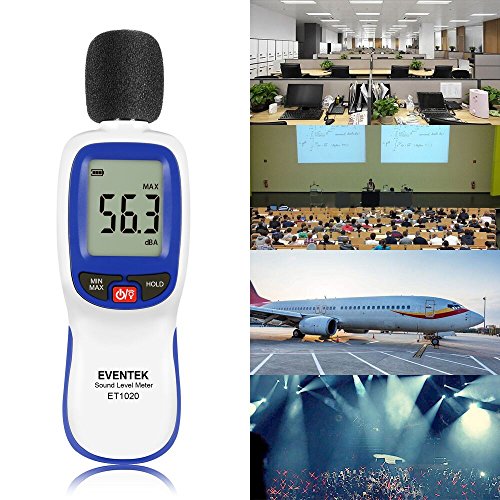 image for Eventek Digital Sound Level Meter, Decibel Meter Range 30-130dBA, Accu