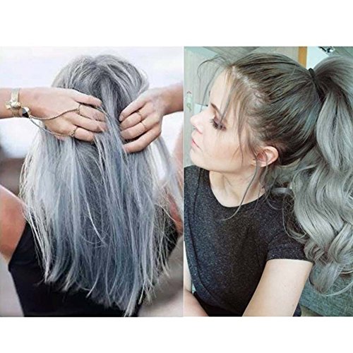 Silver Grey Hair Cream Unisex Smoky Gray Punk Style Light Grey