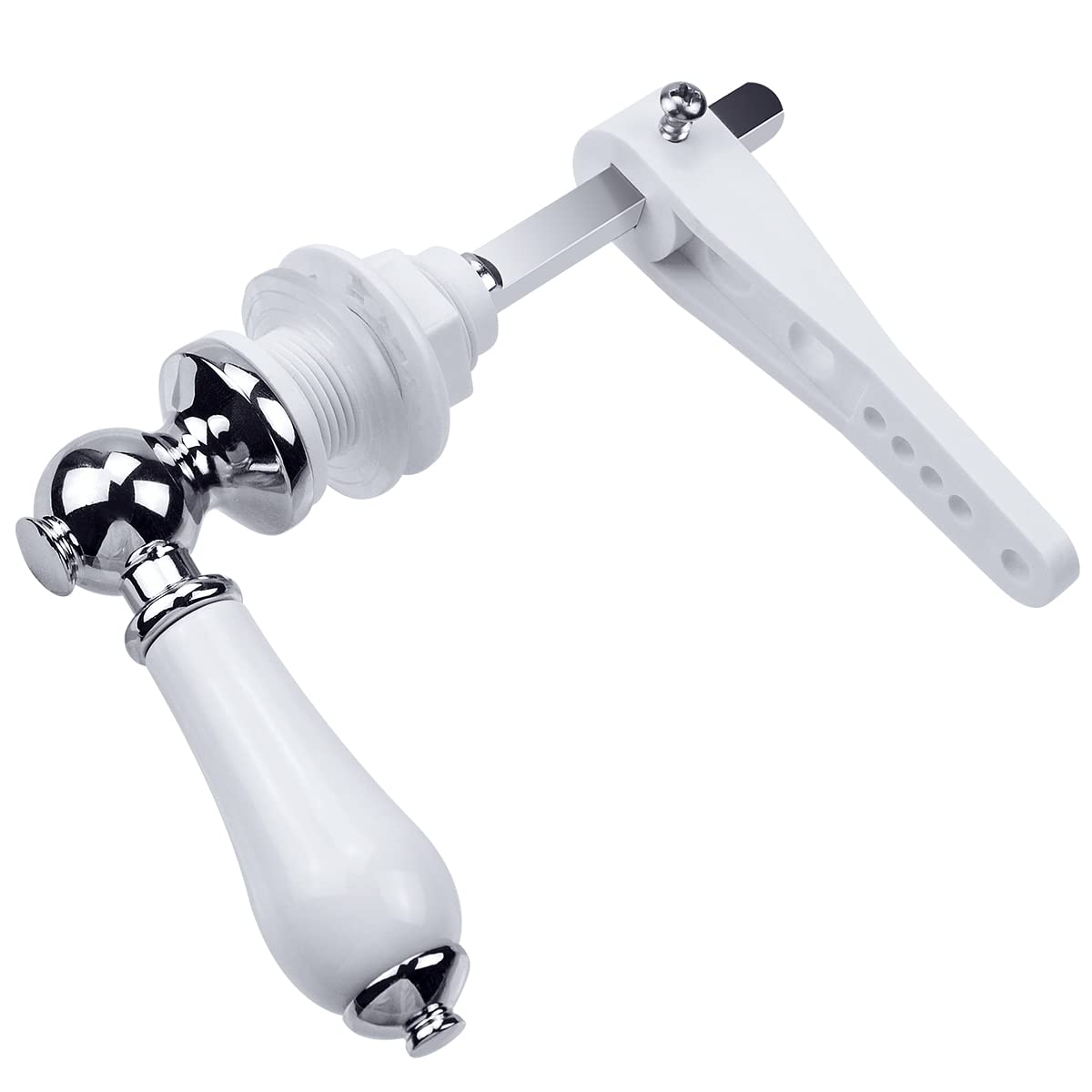 Ceramic Toilet Flush Handle Replacement, Brass Finish Universal Fit Toilet Cistern Handle Chrome Plated Replacement Ceramic Handle Cistern Lever for Toilet Wc Cistern Tank-Traditional Victorian Style