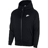 Nike Men's Sportswear Club Fleece Full Zip Hoodie, Fleece Zip-Up Hoodie Men, Black/Black/White, L