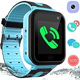 Kids Waterproof Smart Watch Phone – GPS Tracker Smartwatch for Boys Girls Digital Watch with SOS Call Voice Chat Camera Game Flashlight Alarm Clock Children Sports Wrist Watch Birthday