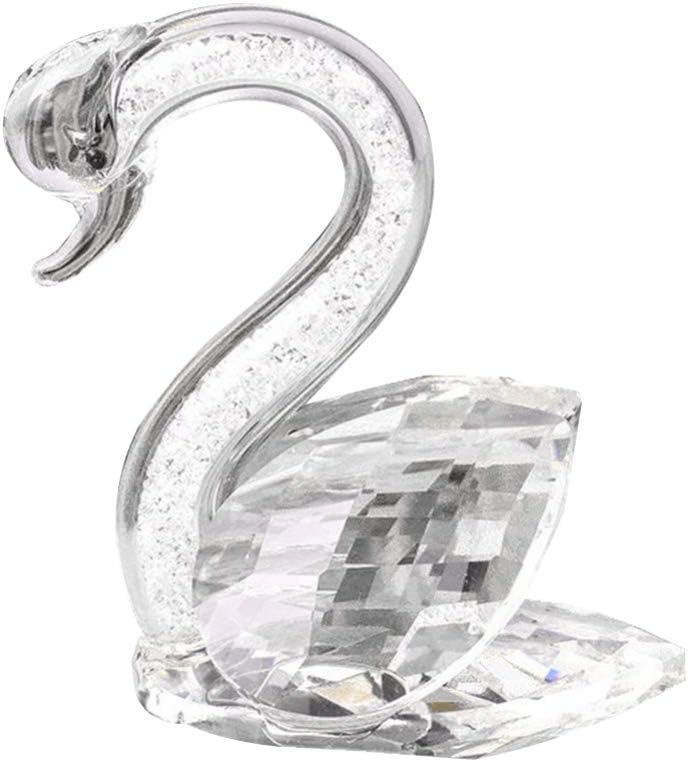 VOSAREA Crystal Swan Figurine Wedding Paperweight Statue Glass Figure Paperweight Ornament Feng Shui Decor Collection for Home Showcase