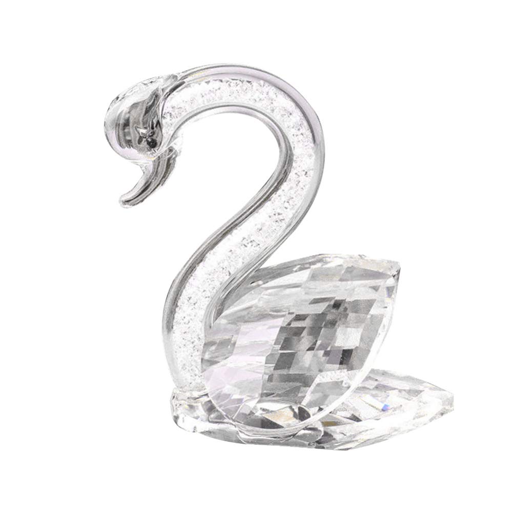 VOSAREA Crystal Swan Figurine Wedding Paperweight Statue Glass Figure Paperweight Ornament Feng Shui Decor Collection for Home Showcase