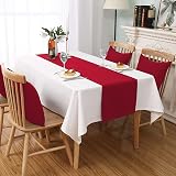 LivinEase 250 GSM Cotton Blend Table Runner 42x240cm Red for Holidays view 6