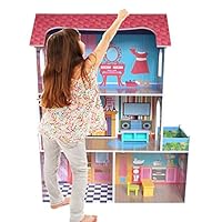 Kiddi Style Wooden Large Supreme Tall Town Doll House with Furniture