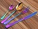 Lightahead 16pcs Rainbow colored Iridescent Stainless Steel Flatware Tableware Cutlery Set (Multicolored)