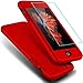 iPhone 5S Case,iPhone 5 Case, iPhone SE Case, Full Body Coverage Ultra-thin Hard Hybrid Plastic with [Slim Tempered Glass Screen Protector] Protective Case Cover & Skin for Apple iPhone 5S/5 (Red)