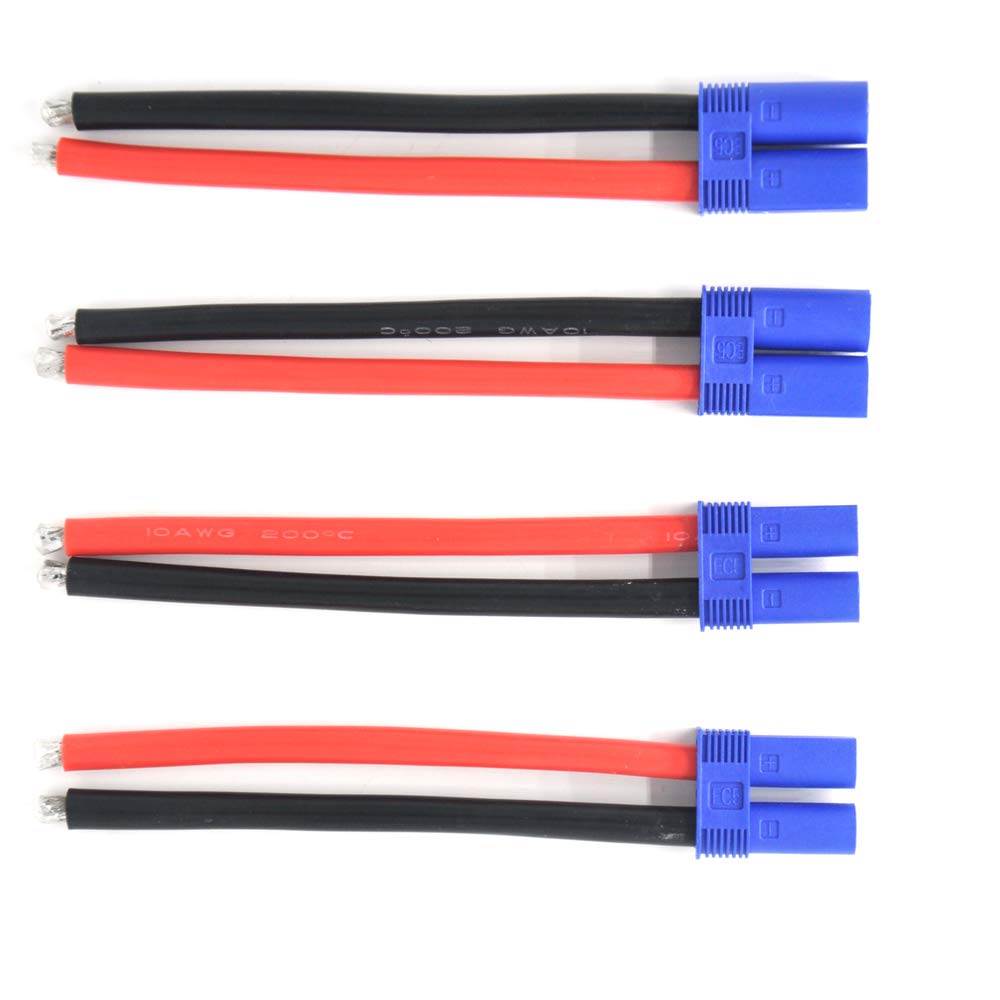 Padarsey 2 Pairs EC5 10cm Male Female Connector with 12awg Silicone Wire 3.93 inch RC Hobby Lipo Battery(2 Male+2 Female)