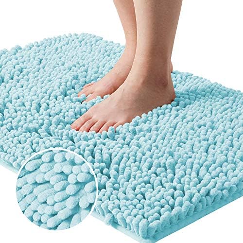 HOMEIDEAS Bathroom Rugs Light Blue, Non-Slip Carpet for Tub Bathroom ...