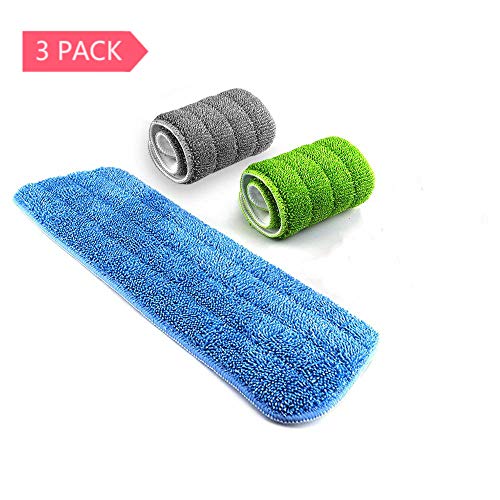 Mop Replacement Pads - Samshow Mop Microfiber Cleaning Pads for Most of Mops Washable 16.5 x 5.5 Inch, 3 Pieces