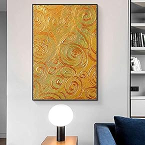 Floating Framed for Living Room Bedroom Golden Abstract...