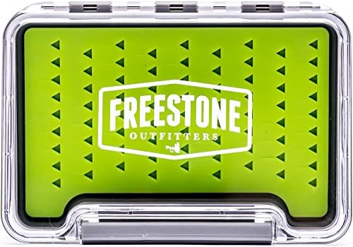 Freestone Outfitters Fly Box with Silicone Insert :: 100% Waterproof Fly Fishing Flies Box :: Slim, Compact, Holds 74 Flies, Fits in Vest or Pocket :: Clear ABS Plastic, 5.5" x 3.75" x 0.65"