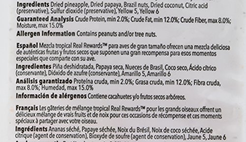 ZuPreem Tropical Mix Real Rewards Treat Blend, 6 Ounces, for Parrots Conures Macaws Amazons and Cockatoos