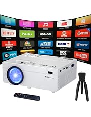 Mini Projector, 1080P Full HD Supported Portable Video Projector, 10000 Lux. LED Movie Projector for Home Theater Work with TV Stick Android/ iPhone HDMI VGA , Backpack Included(Milky)