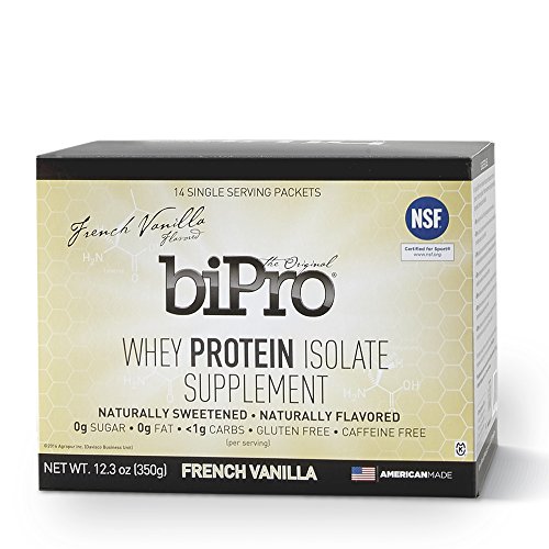 BiPro 100% Whey Protein Isolate, 14 Single Serve Packets., French Vanilla, All Natural, Sugar-Free, Lactose-free, Gluten-free, 90 calories