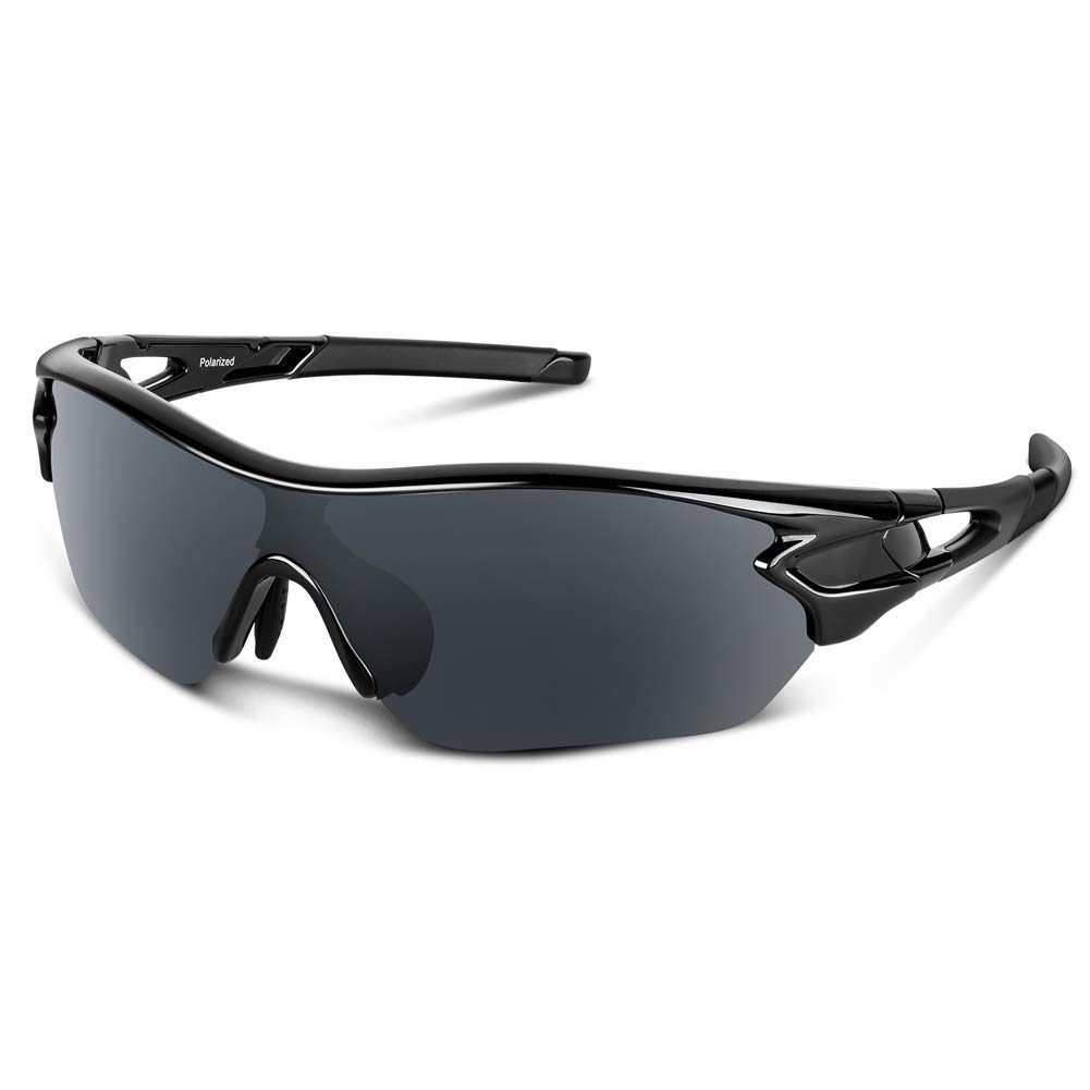 BEACOOL Polarized Sports Sunglasses for Men Women Youth TAC Glasses UV400 Protection Cycling Running Driving Fishing Golf Motorcycle Baseball,Glossy Black — image 1