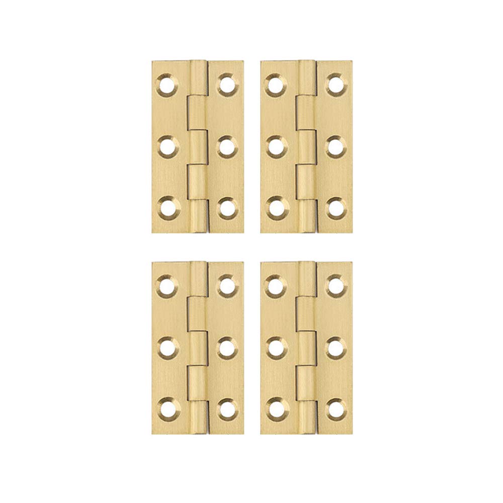 YOFASEN Copper Small Hinges - Brass Folding Butt Hinges for Furniture Cabinet, Gold, 2 Inch(50x27x1.2mm) - 4pcs