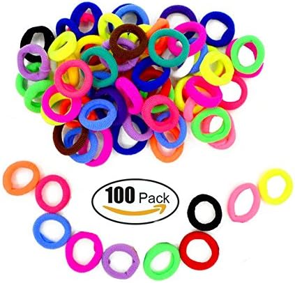 Hair Bands Ties Elastics Toddler Baby Girls, 100 PCS 10 Colors, Small Size Rubber Band Ponytail Holders