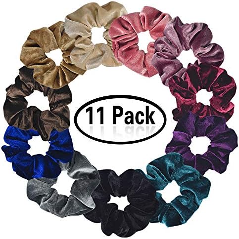 Doubmall 11pcs Hair Scrunchies Velvet Elastic Hair Bands Scrunchy Hair Ties Ropes Scrunchie Set For Women or Girls Hair Accessories(11Pcs Scrunchies of different Colors)