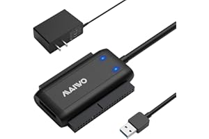 SATA IDE to USB 3.0 Adapter, External Hard Drive Ultra Recovery Converter for Universal 2.5 3.5 inch IDE and SATA HDD/SSD, 5.