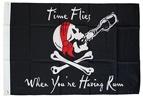 Time Flies When You're Having Rum - 3 ft x 5 ft Pirate Flag
