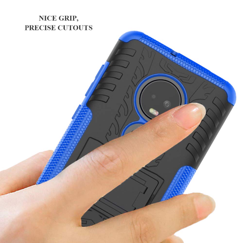 Moto G7 Case, Androgate [Hero Series] Hybrid Defender Phone Case Cover with Kickstand for Motorola Moto G7, Blue