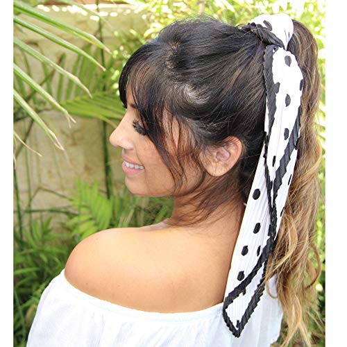 Original Scarfs for Women Lightweight Pleated Silk Scarf for Hair. Fashion Silk Bandana Headbands Square Neckerchief. (Lucy)