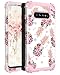 LONTECT for Galaxy S10 Plus Case Floral 3 in 1 Heavy Duty Hybrid Sturdy High Impact Shockproof Protective Cover Case for Samsung Galaxy S10 Plus, Pineapple/Rose Gold