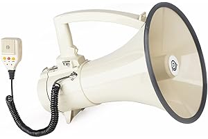 Loudmore Heavy Duty 75W Professional Megaphone Bullhorn Speaker with Built-in Microphone-Rechargeable Battery&Portable Strap-Siren -USB/SD/AUX Input-Ideal for Football, Baseball,Coaches